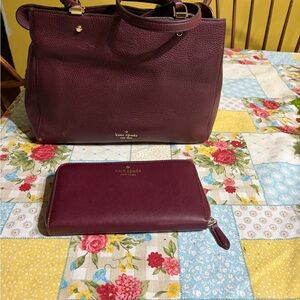 Kate Spade Plum Satchel and Wallet Set